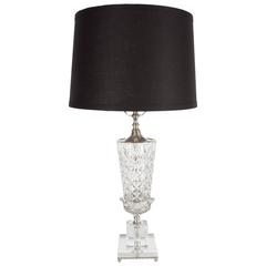 1940s Hollywood Cut Crystal Urn Form Table Lamp with Silvered Fittings 6