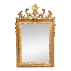18th C. Carved And Gilt Mirror with Bust Crest