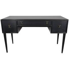 Mid-Century Modernist Desk or Vanity in Ebonized Walnut by Paul Frankl