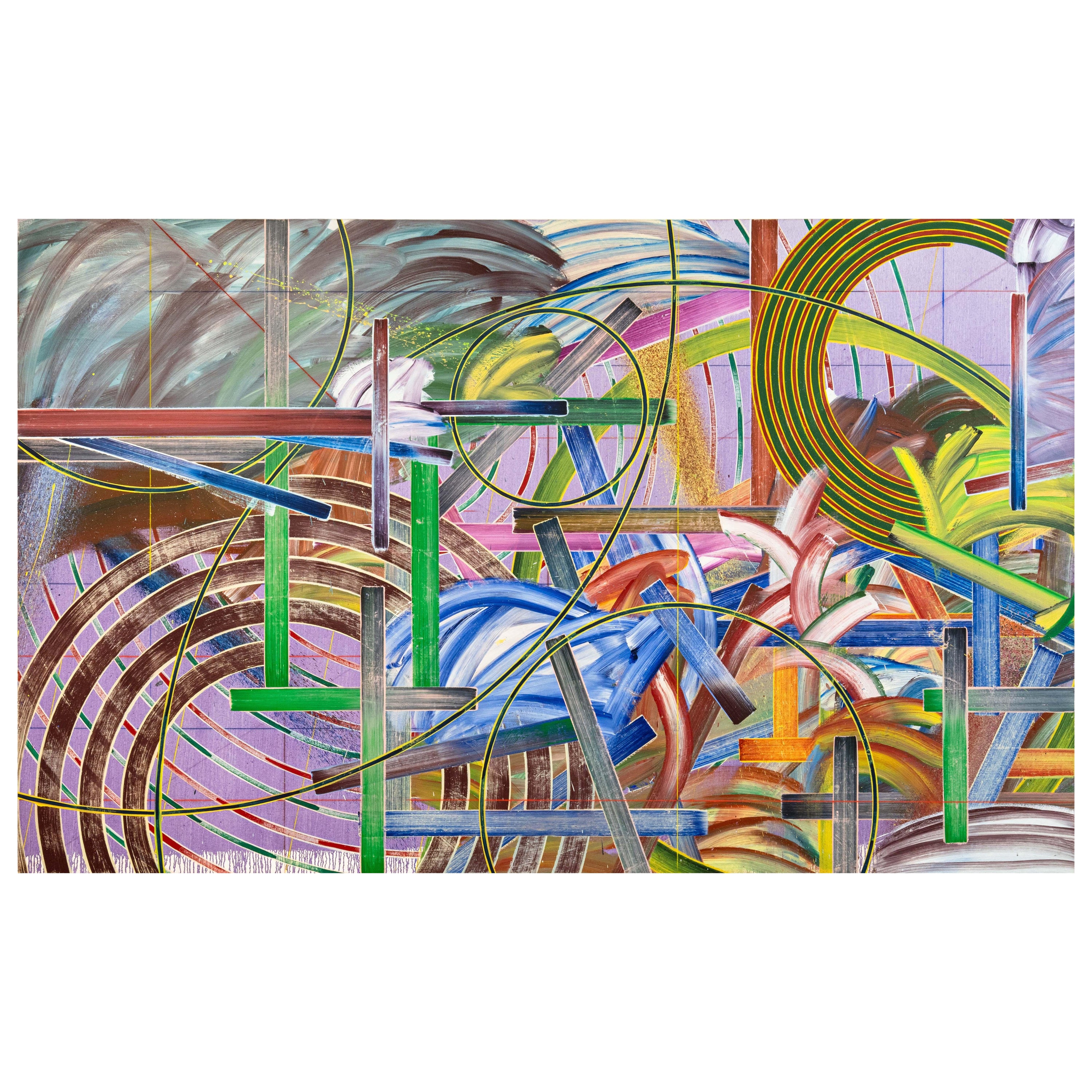 John Egner Violeta cobalto oscuro Pintura abstracta acrílica sobre lienzo firmada 1980