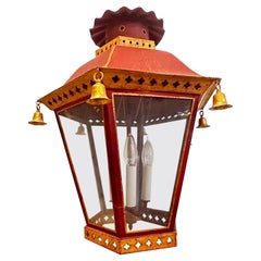 Large Vintage tole Pagoda hanging lantern ceiling fixture