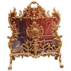 Used A fine 19th century French Louis XV gilt bronze fire screen