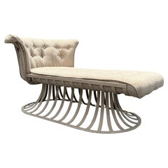 Russel Woodard Mid-Century Modern Aluminum with Beige Finish Chaise Lounge
