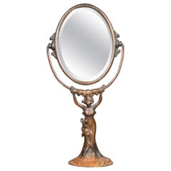 Espejo de tocador de cobre Art Nouveau c.1920