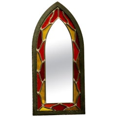 Retro Arts and Crafts Gothic Stained Glass Church Window Mirror    