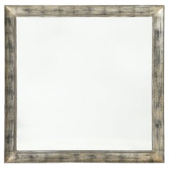 Grand miroir à feuilles d'argent bruni de James Mont