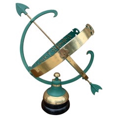 Used English Country Brass and Copper Garden Armillary Sundial