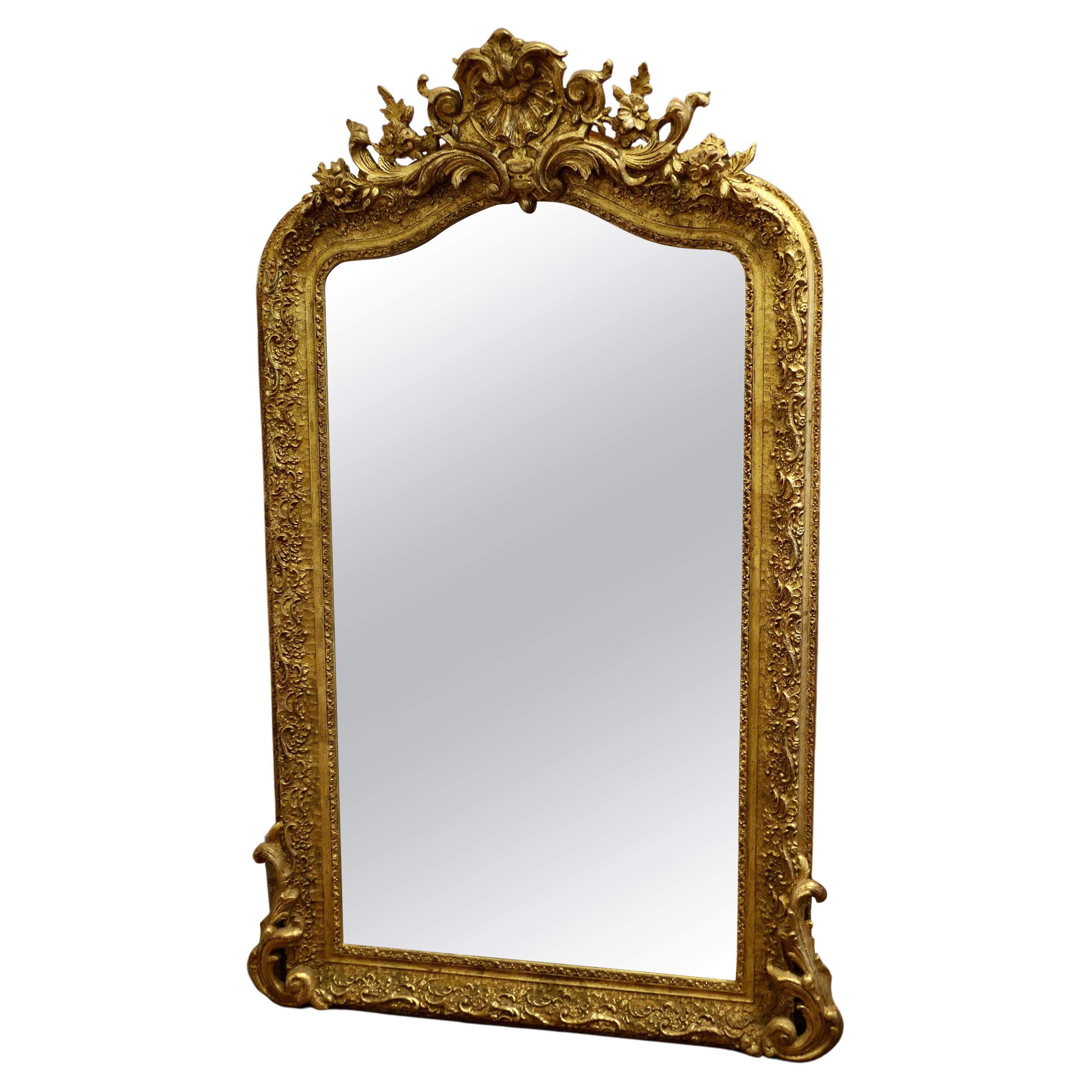 Large Very Decorative Elaborate French Louis Philippe Wall Mirror