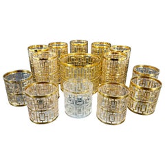 Juego de Bar de Cristal Imperial Shoji 22K Moderno de Mediados de Siglo