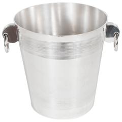Handsome English Art Deco Silver-Plate Ice Bucket with Stylized Ring Handles 4
