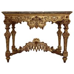 Louis XVI Marble-Top Gilt Table Console 9
