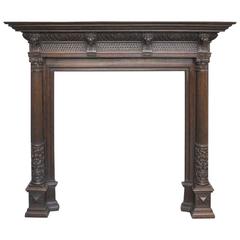 Renaissance Revival Style Carved Oak Fireplace, 19th Century