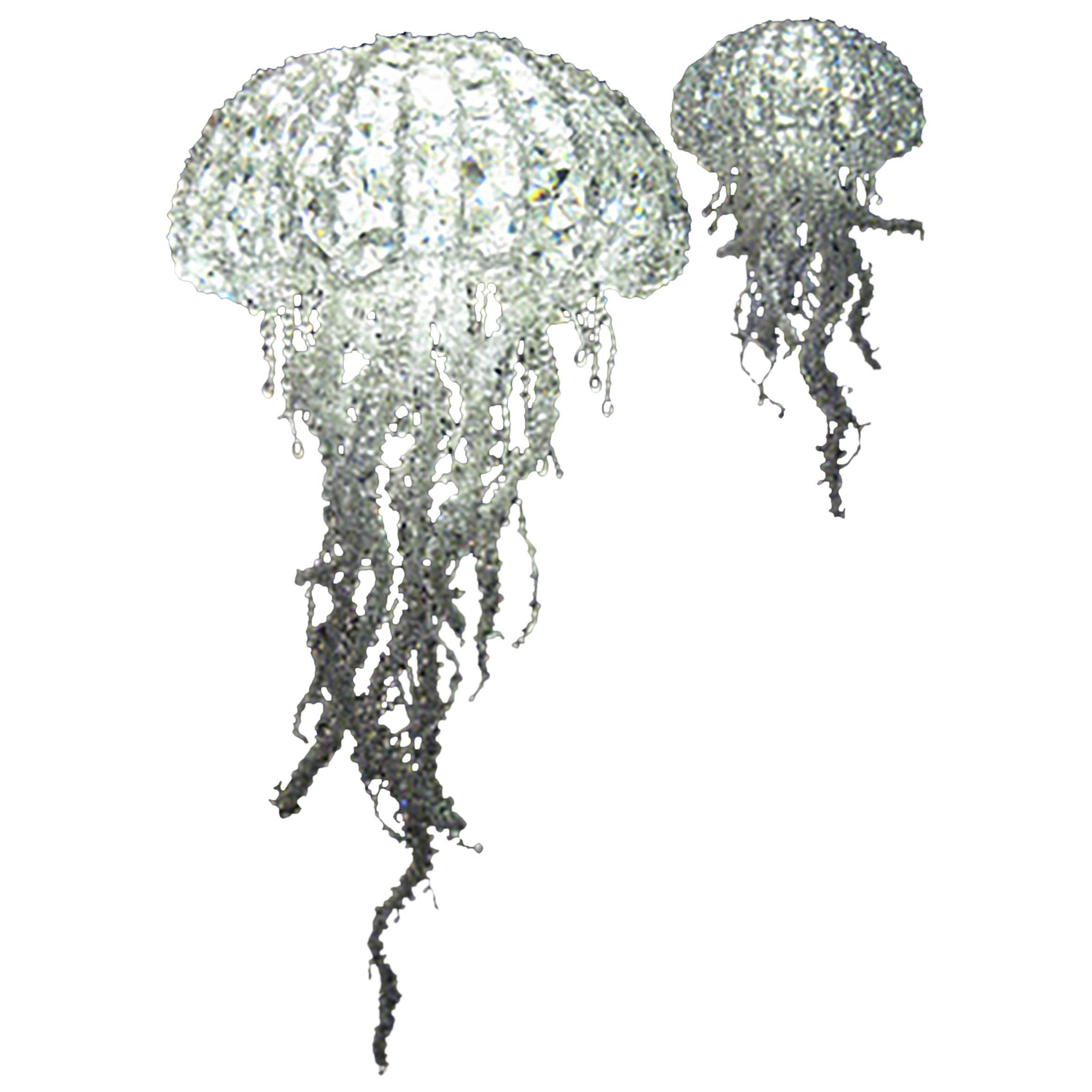 2010, Handmade Crystal Jellyfish Led Light Chandelier by Geraldine Gonzalez For Sale