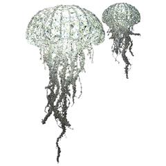 2010, Handmade Crystal Jellyfish Led Light Chandelier by Geraldine Gonzalez