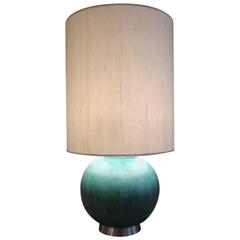 Ball Table Lamp in Stoneware with Turquoise Glaze, Swedish, circa 1950