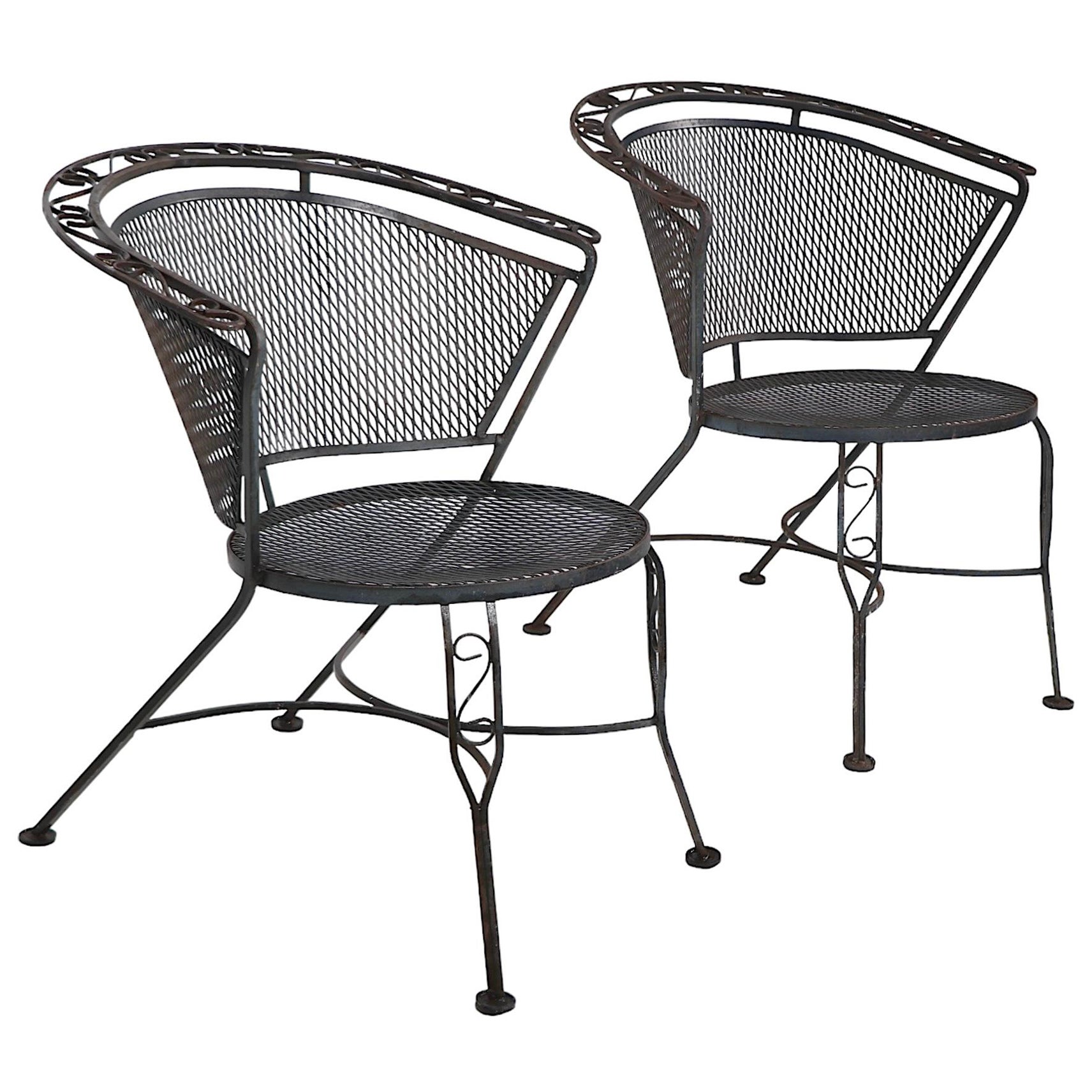 Pr. Chaises de patio et de jardin vintage en fer forgé de Woodard vers les années 1950/60