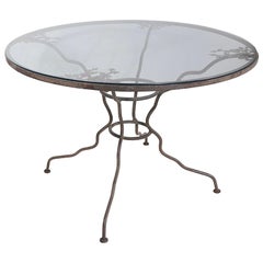Used Garden Dining Table with Original Glass Top possibly by Woodard 