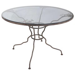 Vintage Garden Dining Table with Original Glass Top possibly by Woodard