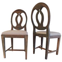 Pair of Gustavian Dining Chairs with Blue Patina of Origin, circa 1800