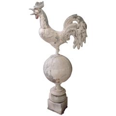 Rare Rooster Finial, in Zinc, France, 1900