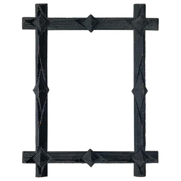 Antique Black Tramp Art Frame Folk Art Picture Frame Carved Wood Carved ...