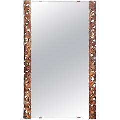 Chic Studio Made Mirror with Brutalist Bronze Curved Sides