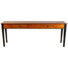 A 20th Century French Colonial Brown and Black Tigerwood Console Table