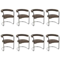 Set of Eight Vintage Thonet Style Chrome Chairs