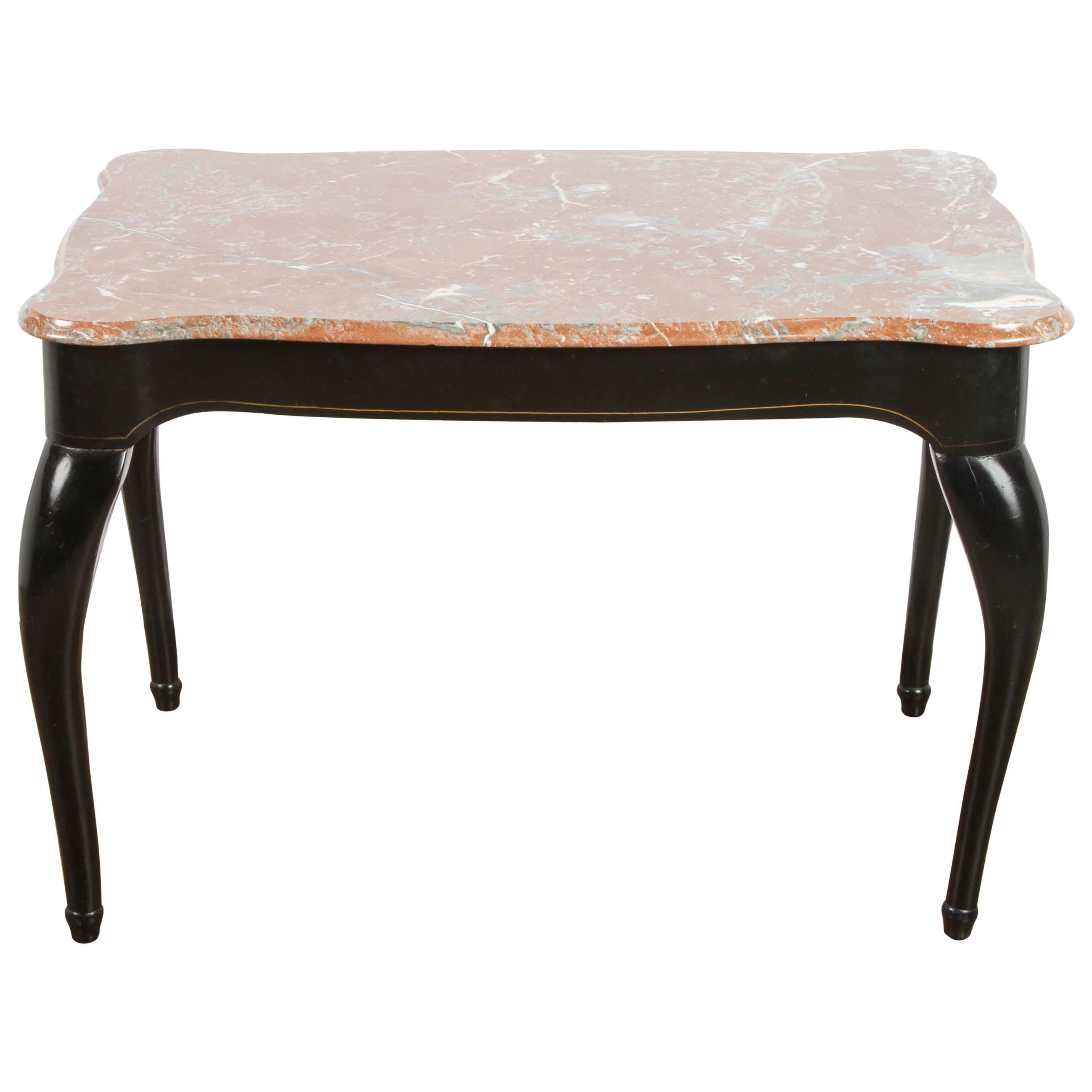 Marble Top Danish Baroque Style Coffee Table 