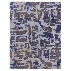 Contemporary Abstract Blue Purple Flat Weave Rug