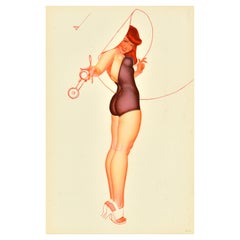 Original Vintage Poster Pin Up Lady Telephone Hat George Petty Design Art USA