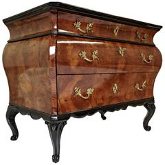 19th Century Bombe Inlaid Top Commode