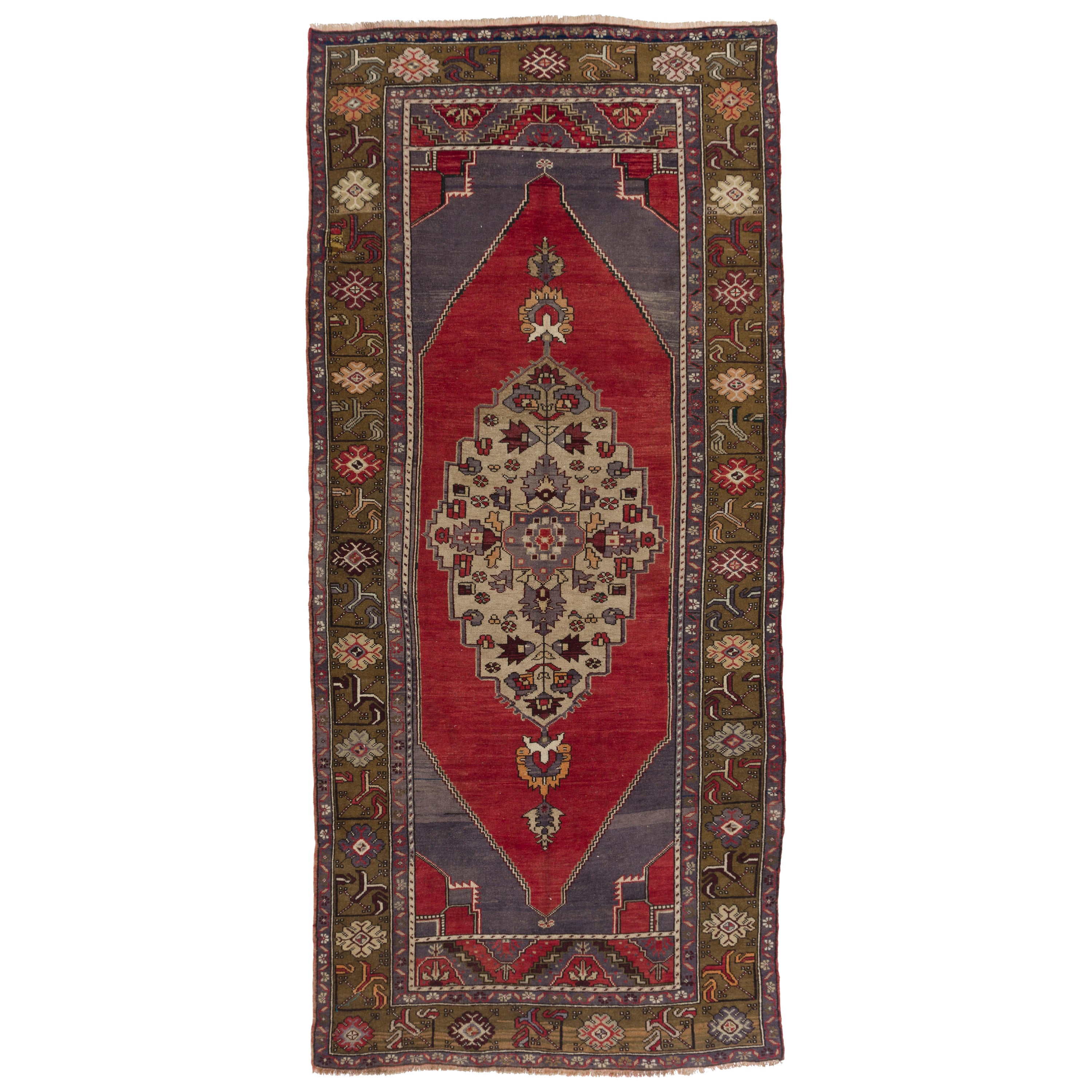 5x11 Ft Vintage Oriental Rug, One of a Kind Handmade Turkish Wool Carpet in Red (Tapis de laine turque fait à la main)