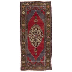5x11 Ft Vintage Oriental Rug, One of a Kind Handmade Turkish Wool Carpet in Red
