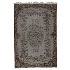 5.6x8.2 ft Handmade Turkish Rug, Grey Upcycled Carpet for Living Room Decoration