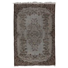 Alfombra Turca Hecha a Mano, Alfombra Gris para Decoración de Salones