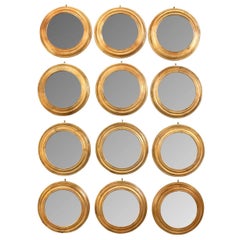 Set of 15 Vintage Round Gilt Italian Mirrors