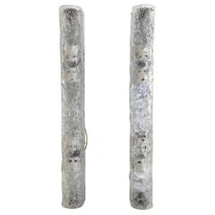 Vintage Long XL Ice Glass Wall Sconces in Textured Murano Glass by Hillebrand, 1970