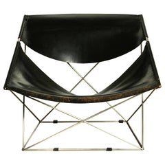 Vintage Pierre Paulin 1st Generation Leather 'Butterfly' Lounge Chair for Artifort, 1963