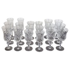 Vintage Set of 18 Crystal Glasses with Refined Decoration
