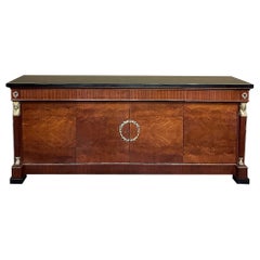 Antique French Empire Mahogany Buffet ~ Credenza with Slate Top