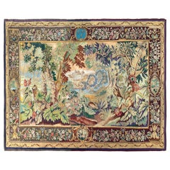 Antiker französischer Wandteppich im Jugendstil, antiker Wandteppich 208cm x 257cm 7'x9'  c.1920