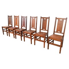 Gustav Stickley Antique Mission Oak Arts & Crafts Dining Chairs, Circa 1900