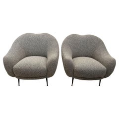 Pair of Vintage Italian Armchairs in Highly Sculptural Design
