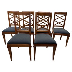 Ensemble de six (6) chaises de salle à manger en chêne français d'époque déco