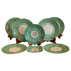 Set of 8 Chinese Export Green "Cabbage" Dishes