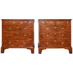Antique A fine pair of George 11 burled walnut chests