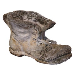 Early 20th Century French Weathered Stone Outdoor Garden Boot Planter Jardinière