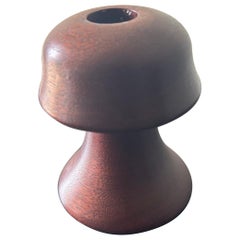 Retro Danish mushroom, wood carved candle holder 