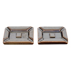 Rookwood Pottery Mid-Century Glazed Ceramic Ashtrays, Pair